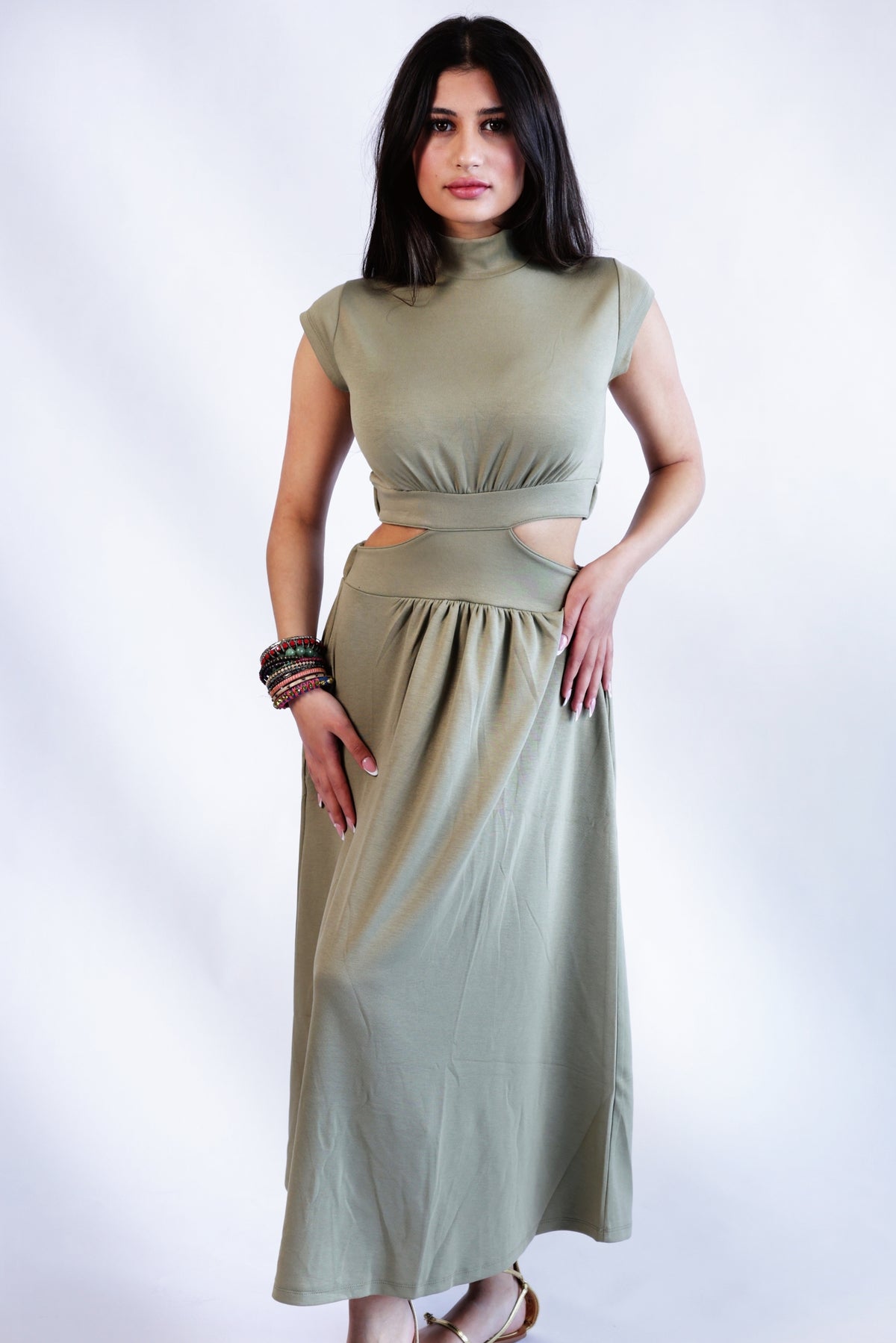 Midi dress with side openings