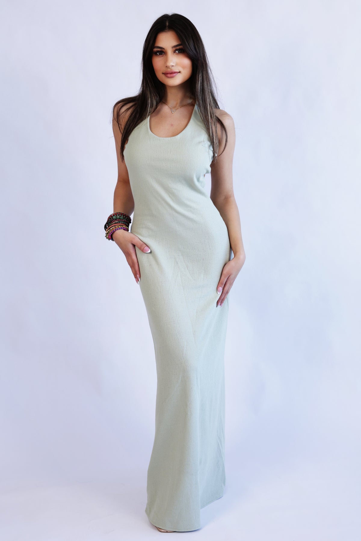 Maxi dress with open back