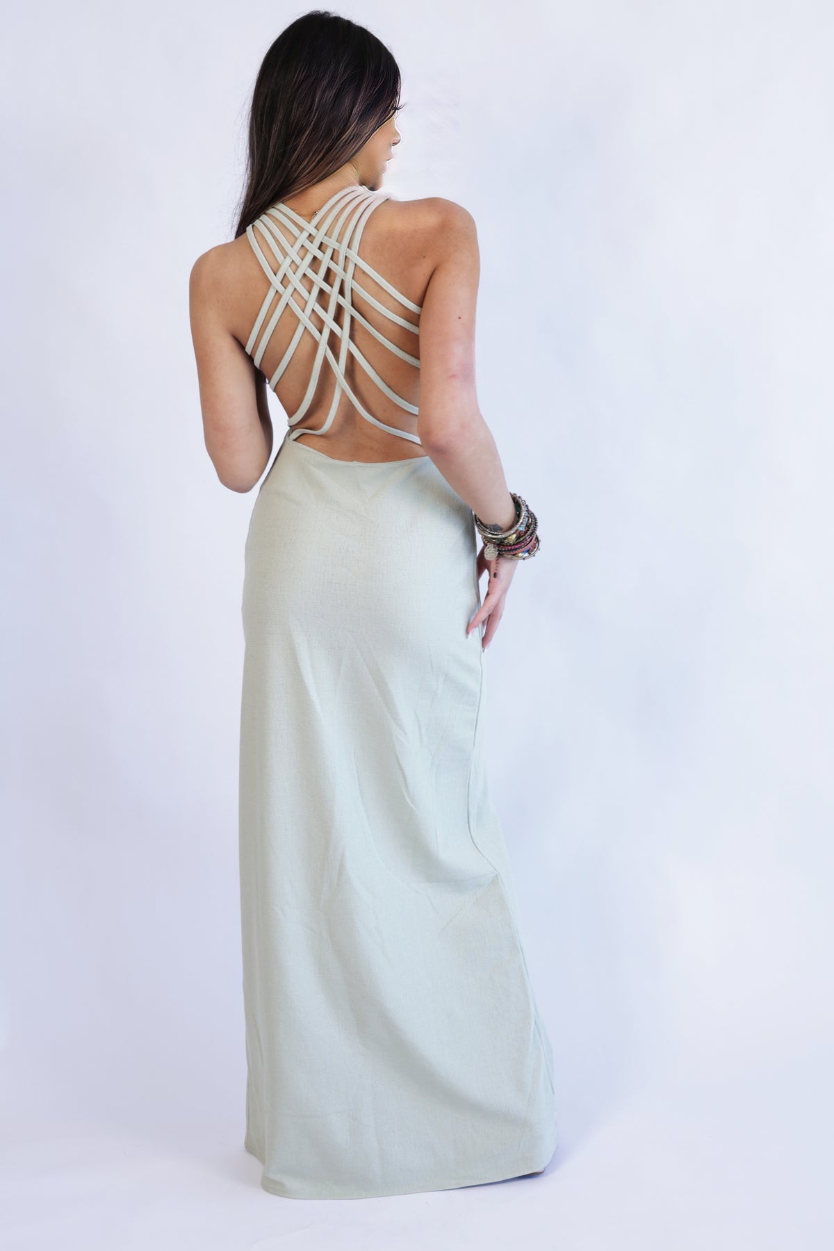 Maxi dress with open back