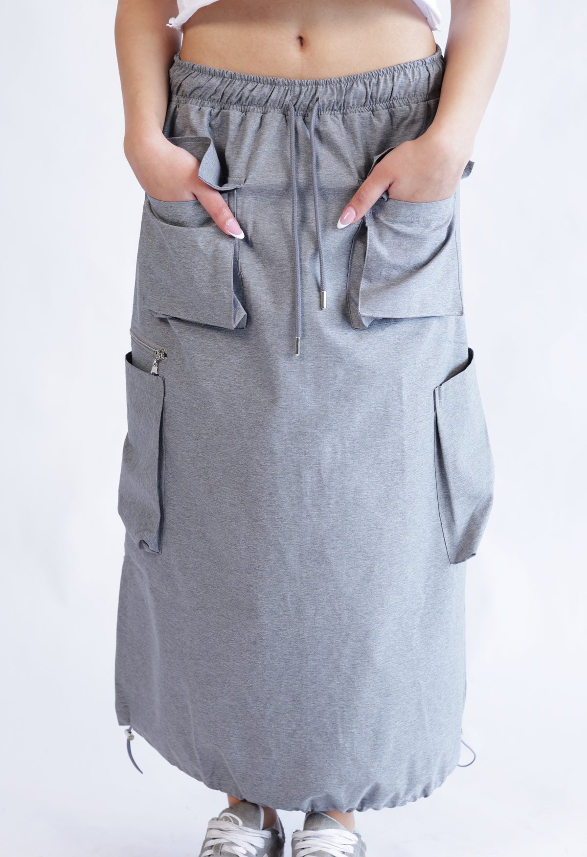Adjustable drawstrings skirts with pockets