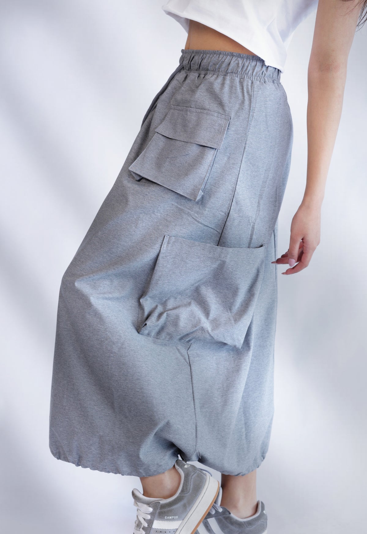 Adjustable drawstrings skirts with pockets