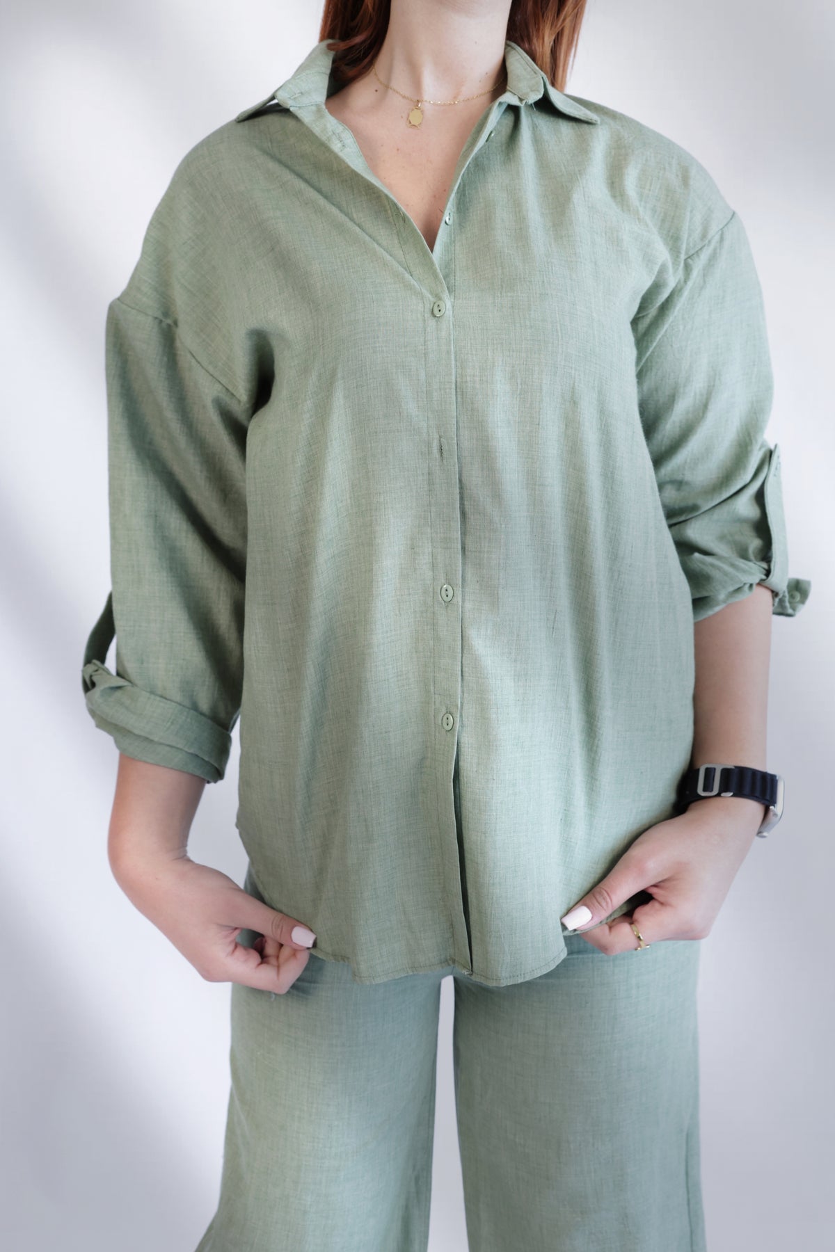 Green linen set