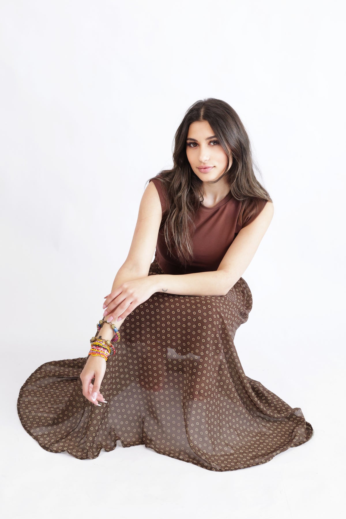 Silk and roses maxi skirt