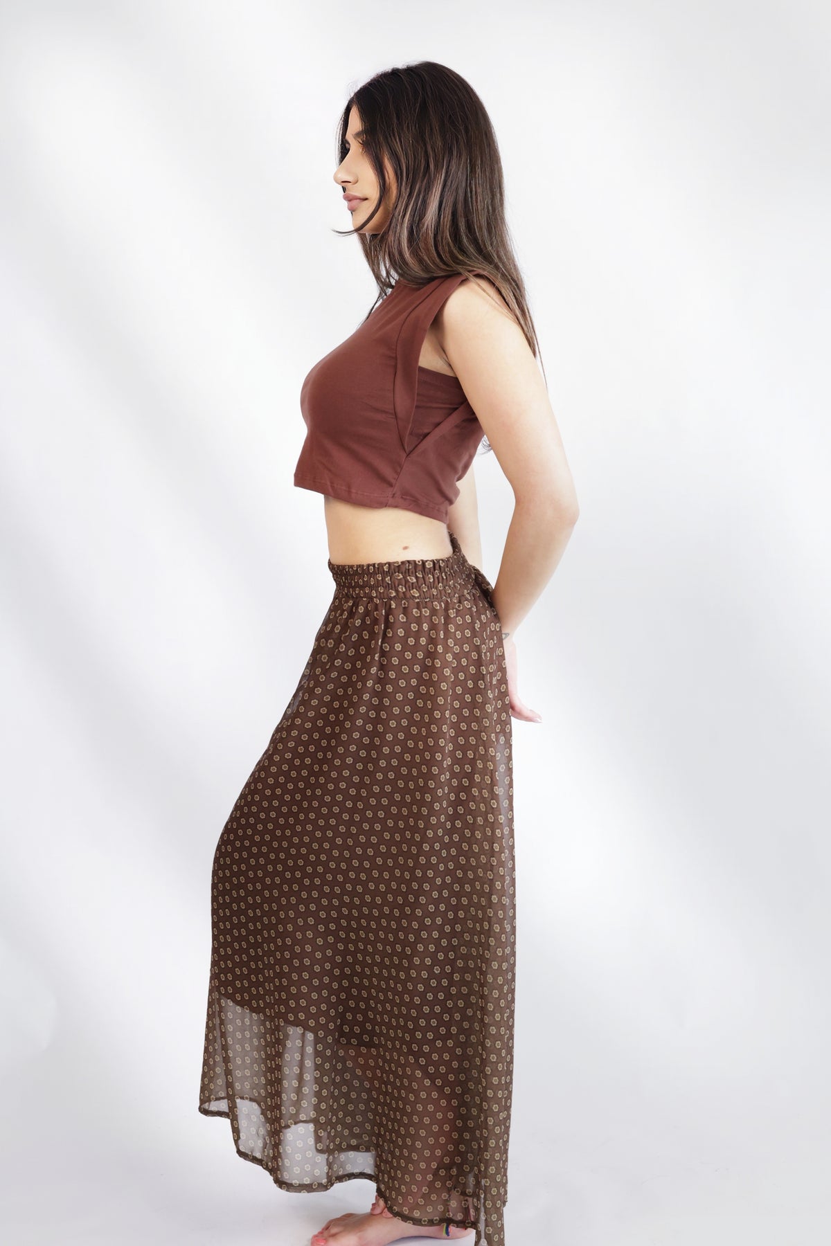 Silk and roses maxi skirt