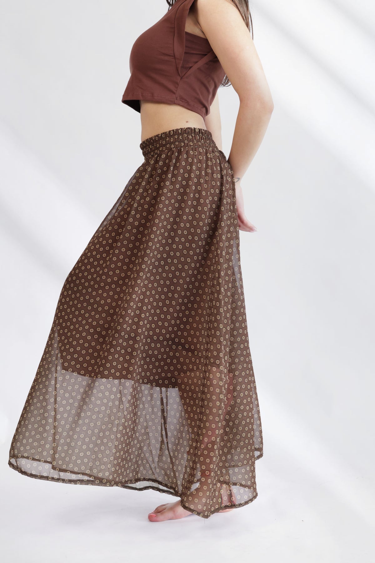 Silk and roses maxi skirt