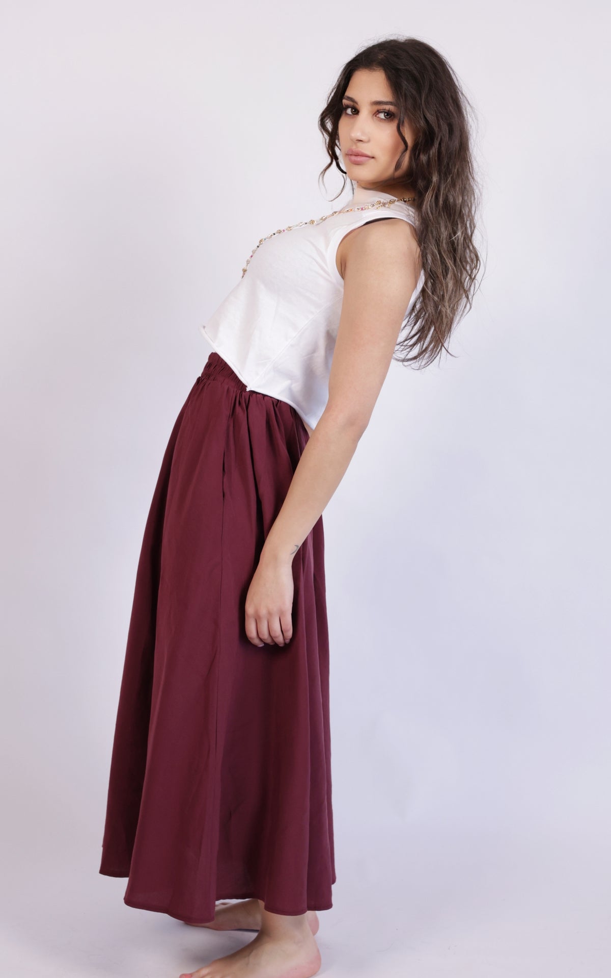 Burgundy comfy skirt
