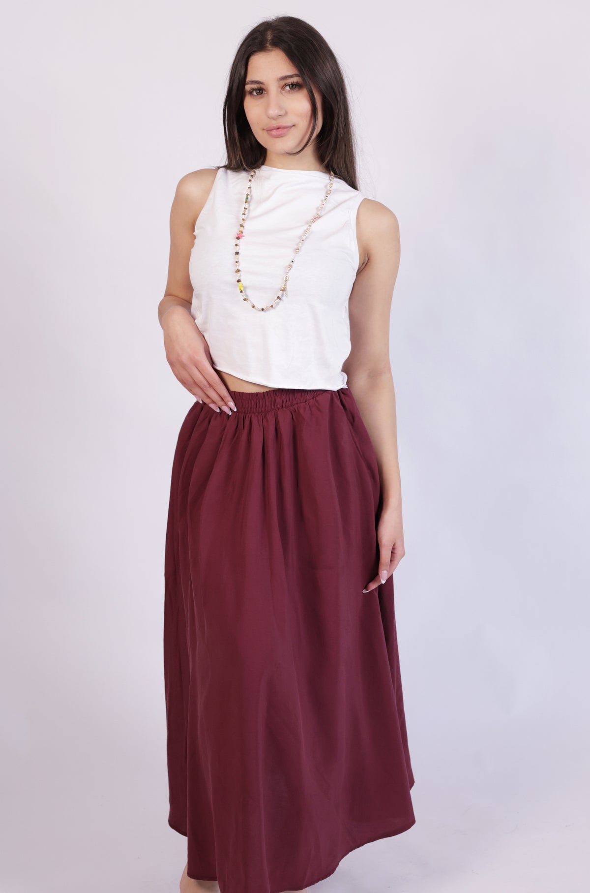 Burgundy comfy skirt